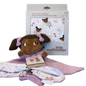 New Little Muffincakes Easy Wrap baby Swaddle and Lovey set - girls